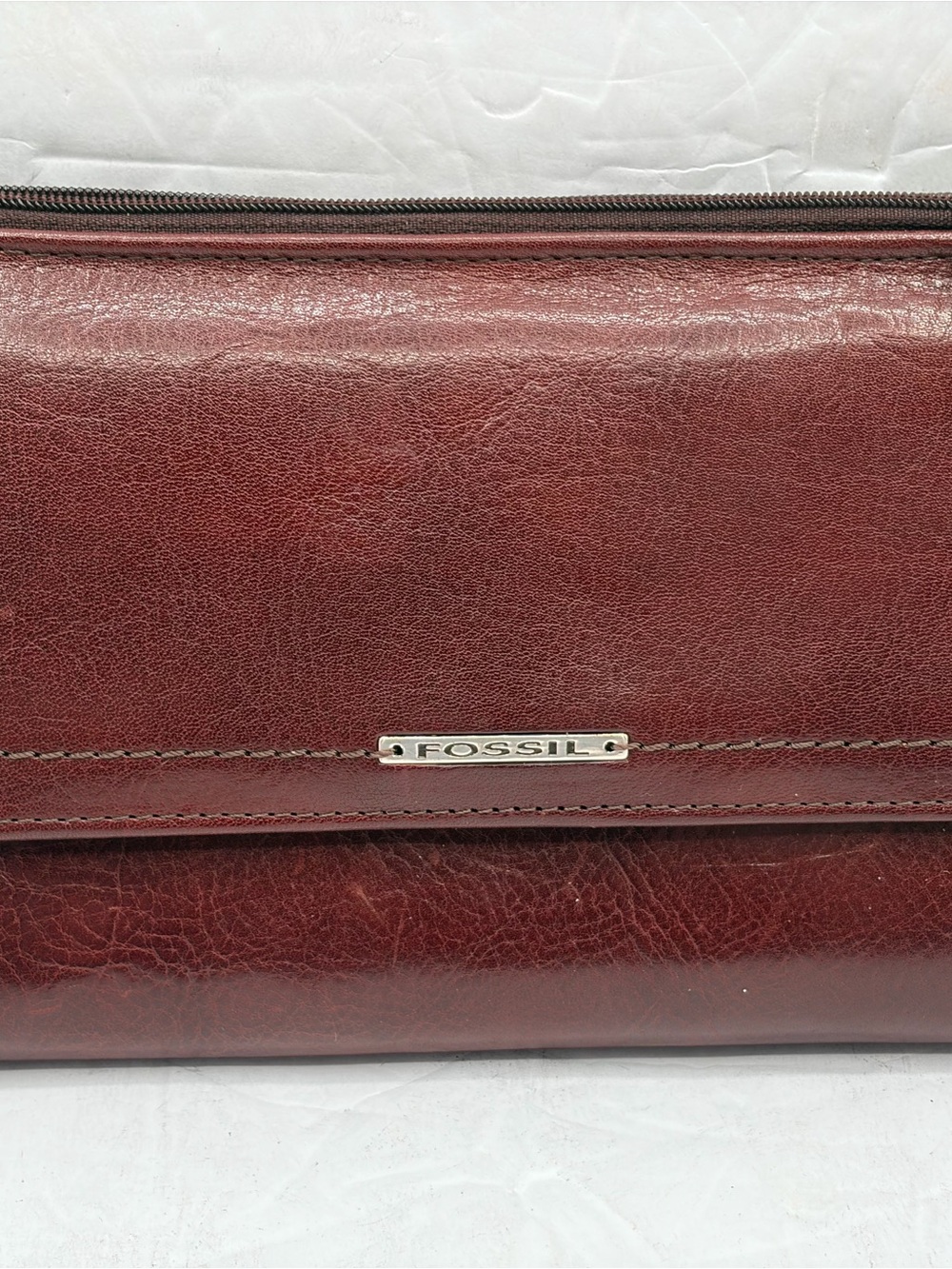 Fossil Brown Leather Crossbody Wallet Organi